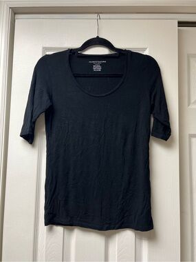 Black Scoop Neck Women's Top